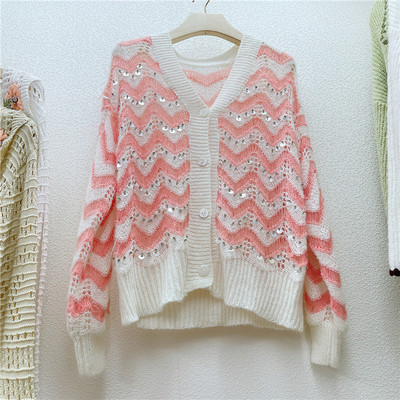 Μοντέρνα γυναικεία ζακέτα με πέτρες και παγιέτες σε διάφορα χρώματα