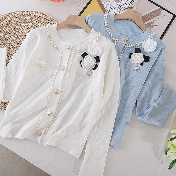 Γυναικεία ζακέτα με πέρλες και τρισδιάστατο στοιχείο σε διάφορα χρώματα