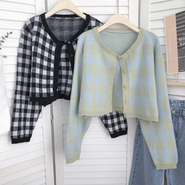 Ruuduline naiste nööpidega vest - lühike mudel