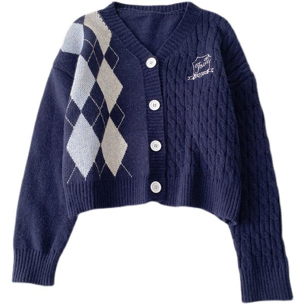 Lai naiste kampsun nööpide ja spitsikaelusega