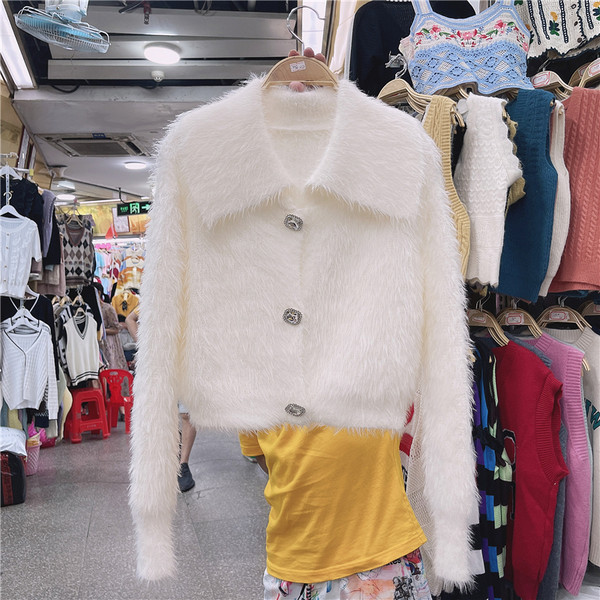 Uue mudeli naiste pehme nööpidega kardigan valge ja roosa