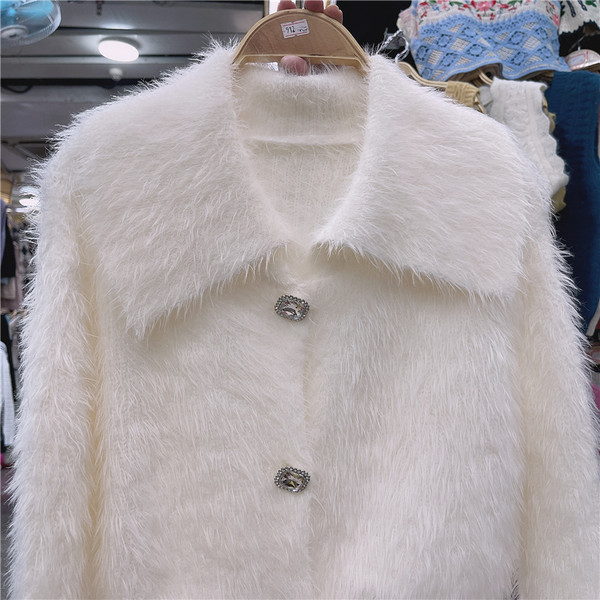 Uue mudeli naiste pehme nööpidega kardigan valge ja roosa