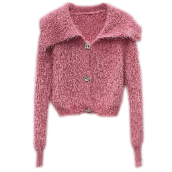 Uue mudeli naiste pehme nööpidega kardigan valge ja roosa