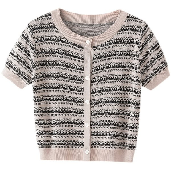 Modern női mellény rövid ujjal és ovális nyakkivágással