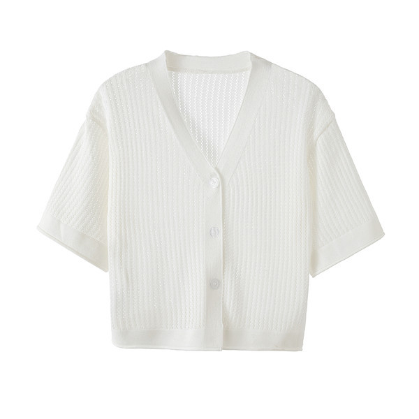 Naiste vabaaja kardigan lühikeste varrukatega õhuke kudum