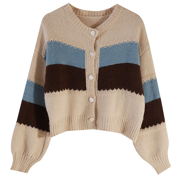 Naiste nööpidega kootud vest - kolme värvi