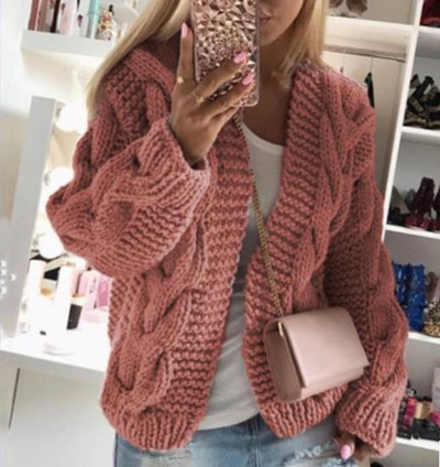 Χοντρή πλεκτή ζακέτα χωρίς στερέωση