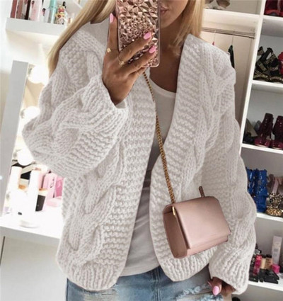 Χοντρή πλεκτή ζακέτα χωρίς στερέωση