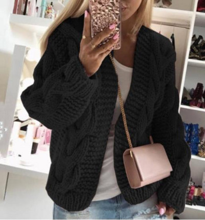 Χοντρή πλεκτή ζακέτα χωρίς στερέωση