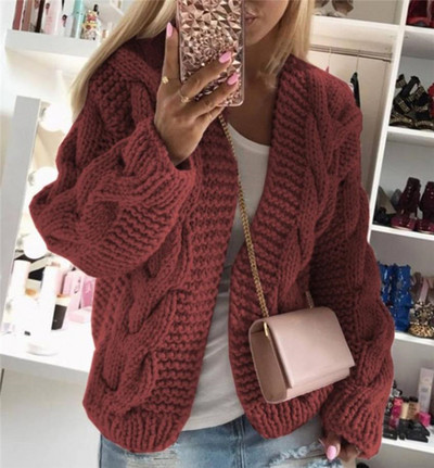 Χοντρή πλεκτή ζακέτα χωρίς στερέωση