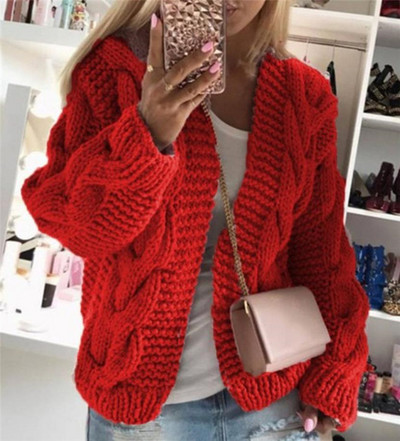 Χοντρή πλεκτή ζακέτα χωρίς στερέωση