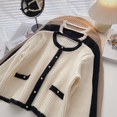 Ümara kaelusega-retro stiilis naiste kampsun