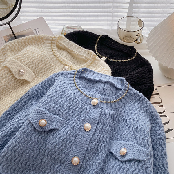 Kootud naiste nööpidega kardigan