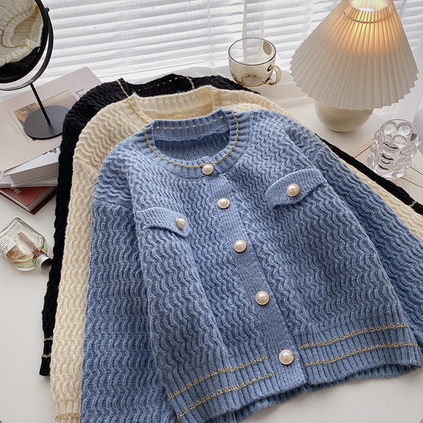 Kootud naiste nööpidega kardigan