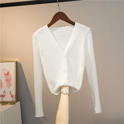 Νέο μοντέλο ζακέτα λεπτό πλέξιμο με V-λαιμό για γυναίκες