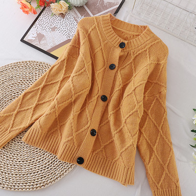 Ženski kardigan s gumbima i ovalnim izrezom u više boja