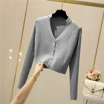 Naiste spits-kaelusega kardigan õhuke kudum