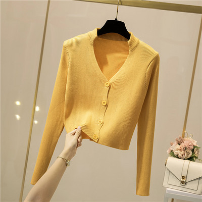 Naiste spits-kaelusega kardigan õhuke kudum