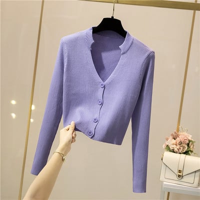 Naiste spits-kaelusega kardigan õhuke kudum