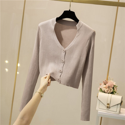 Naiste spits-kaelusega kardigan õhuke kudum