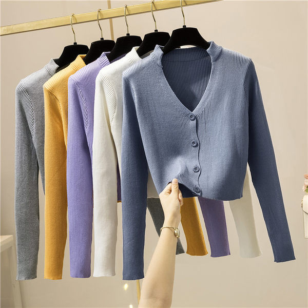 Naiste spits-kaelusega kardigan õhuke kudum