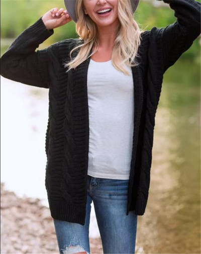 Χοντρή γυναικεία ζακέτα μεσαίου μήκους