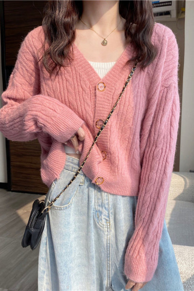 Naiste pikkade varrukate ja V-kaelusega kardigan