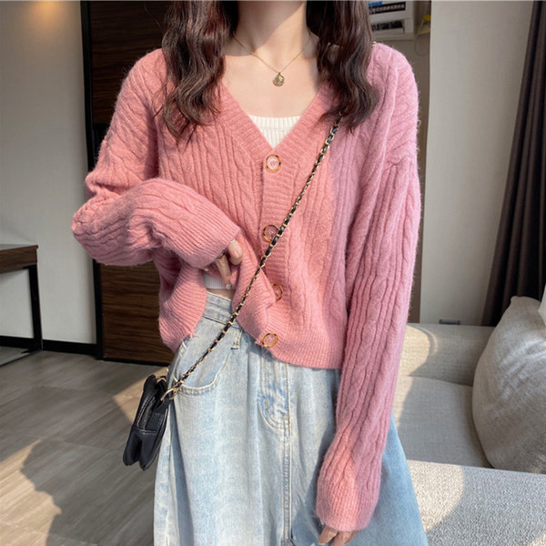 Naiste pikkade varrukate ja V-kaelusega kardigan