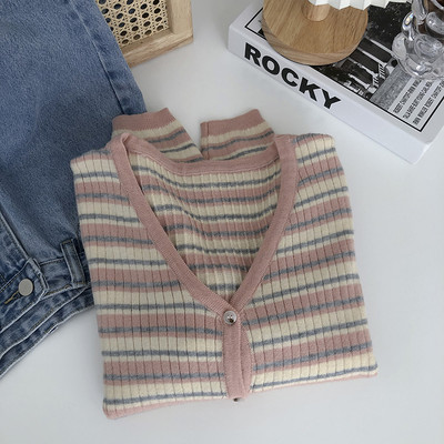 Triibuline naiste nööpidega kardigan