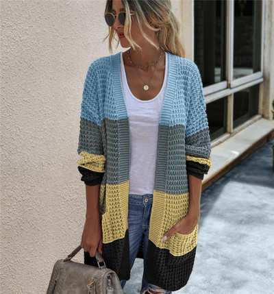 Πλεκτή ζακέτα με τσέπες χωρίς κούμπωμα