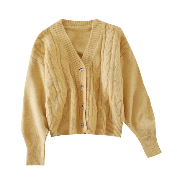 Kootud nelja värvi nööpidega naiste kardigan