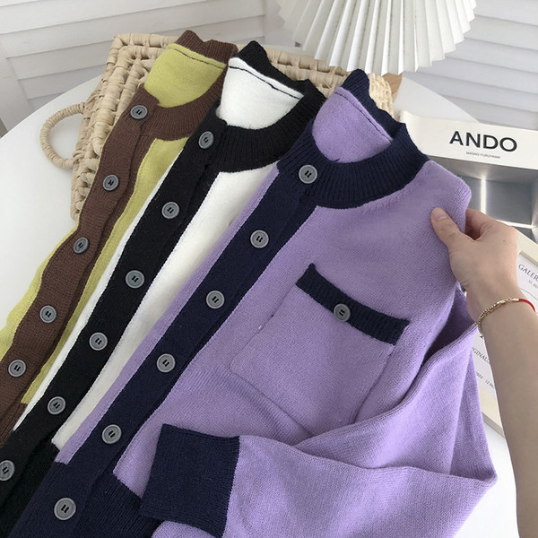 Naiste vabaaja kardigan nööpide ja taskutega