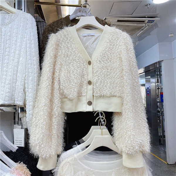 Γυναικεία φθινόπωρο -χειμώνας ζακέτα με λαιμόκοψη spitz - δύο χρώματα