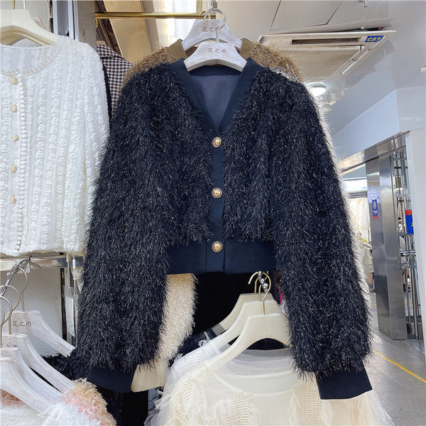 Γυναικεία φθινόπωρο -χειμώνας ζακέτα με λαιμόκοψη spitz - δύο χρώματα