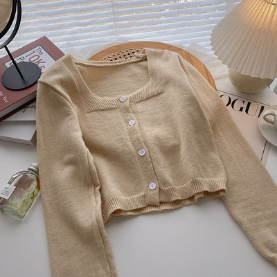 Casual γυναικεία ζακέτα με τετράγωνο λαιμόκοψη