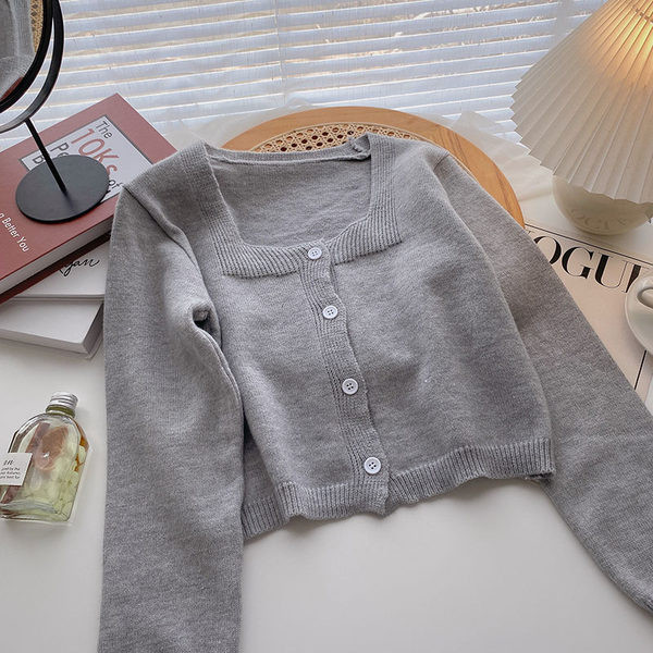 Casual γυναικεία ζακέτα με τετράγωνο λαιμόκοψη