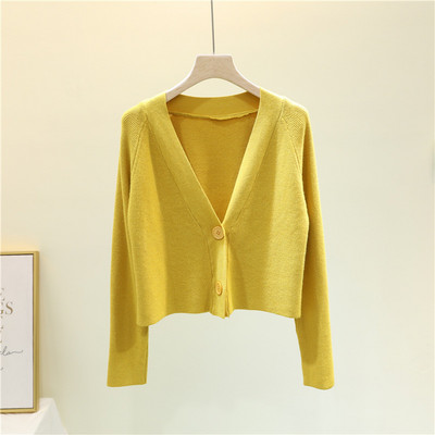 Naiste lühike kardigan spits-kaelusega ja pikkade varrukatega