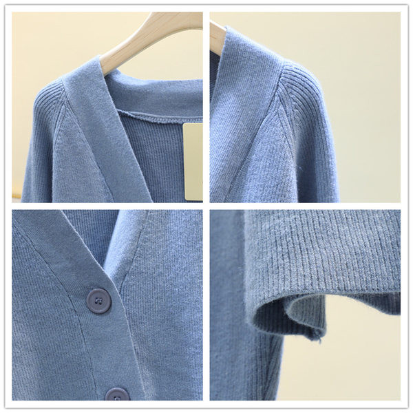 Naiste lühike kardigan spits-kaelusega ja pikkade varrukatega