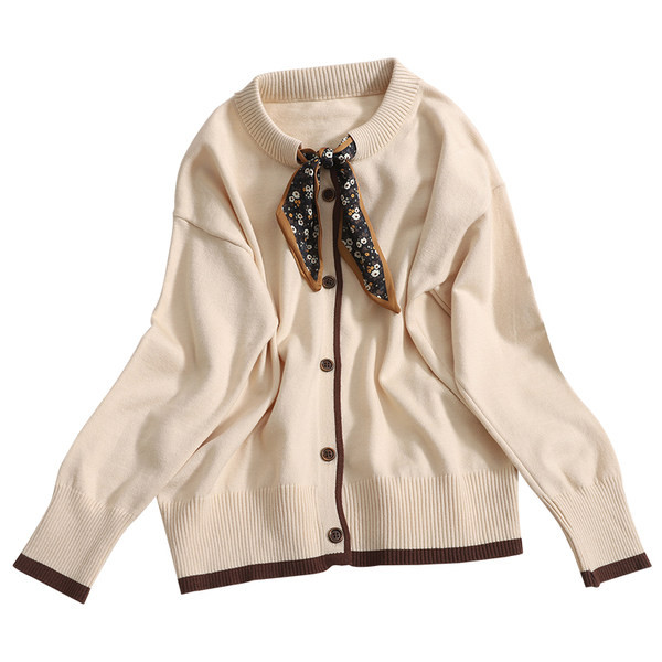 Νέο μοντέλο γυναικεία μονόχρωμη ζακέτα  με στρογγυλή λαιμόκοψη και μακριά μανίκια