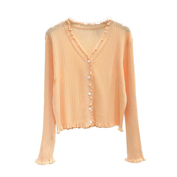 Peenikese kudumiga nööpidega lokkidega naiste kampsun