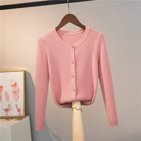 Γυναικεία ζακέτα λεπτό πλέξιμο με οβάλ λαιμόκοψη και κουμπιά