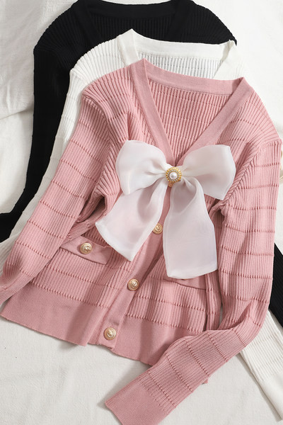 Uut mudelit ümarate nööpide ja paelaga naiste kardigan