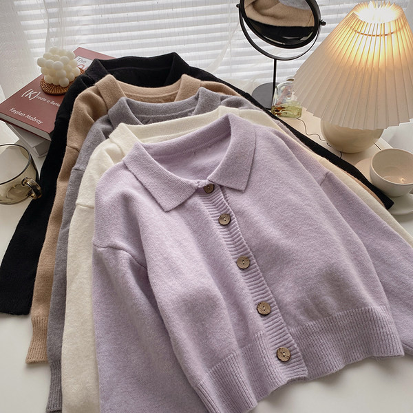 Καθημερινή ζακέτα  με κουμπιά και γιακά