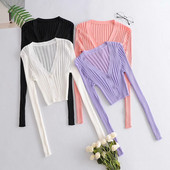 Λεπτή ζακέτα με spitz λαιμόκοψη