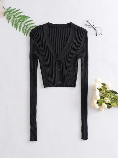 Λεπτή ζακέτα με spitz λαιμόκοψη