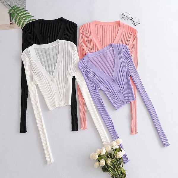 Λεπτή ζακέτα με spitz λαιμόκοψη