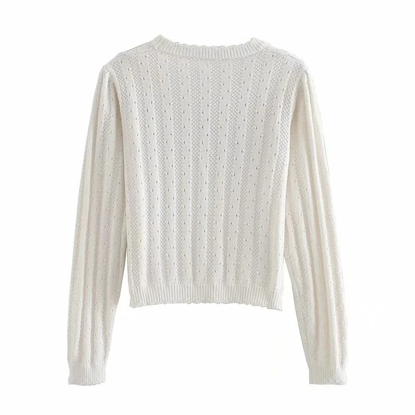 Casual ζακέτα  με spitz λαιμόκοψη και κέντημα