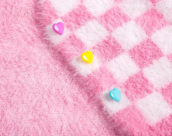 Κοντή καρό ζακέτα με χρωματιστά κουμπιά