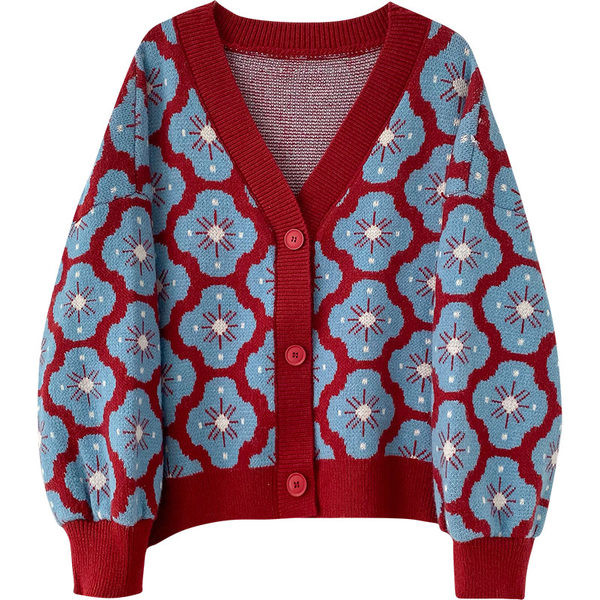 Vesta de dama colorata cu nasturi si decolteu spitz