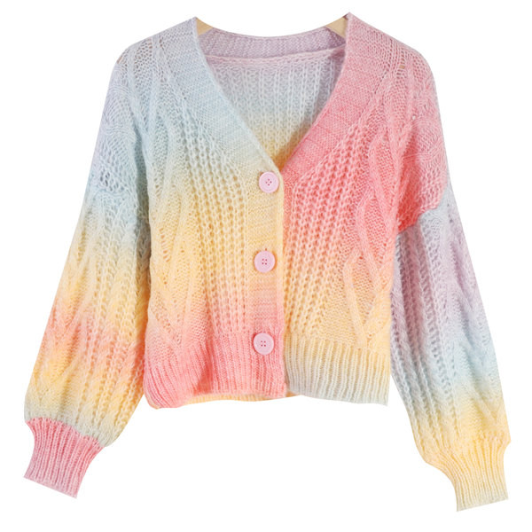 Naiste sillerdavate värvide ja nööpidega kardigan